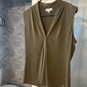 Calvin Klein Khaki Sleeveless Blouse